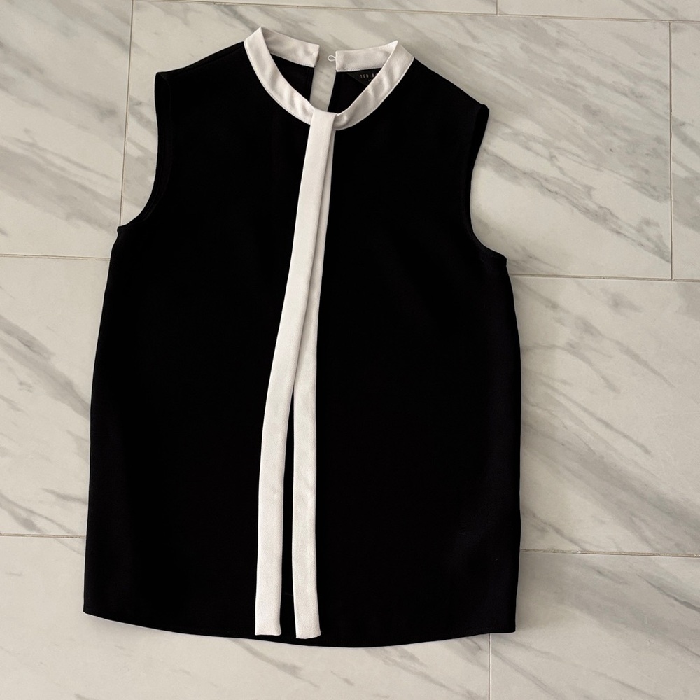 Ted Baker London Black and White Sleeveless Blouse